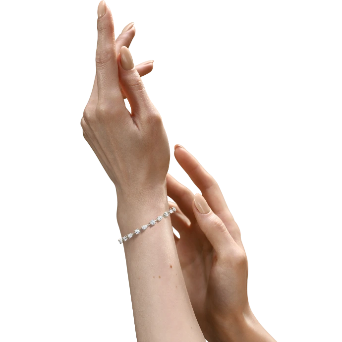 RBT5004 BRACELET, 18K White Gold, 7 INCHES, Multishape